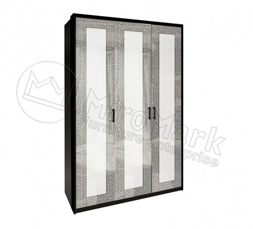 ​ШАФА Віола 3дв Без Дзеркал МіроМарк Глянець Білий/Чорний Матовий